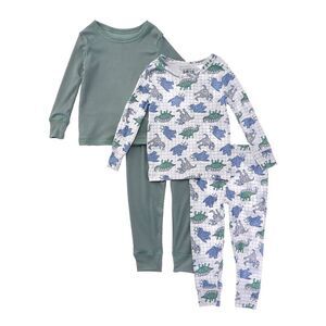 Only Boys Boys  4Pc Just Chill Yummy & Brushed Waffle Pajama Set, Green